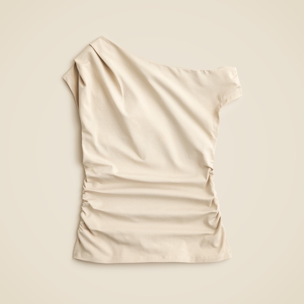 J. Crew One-Shoulder Ruched Cream Top
